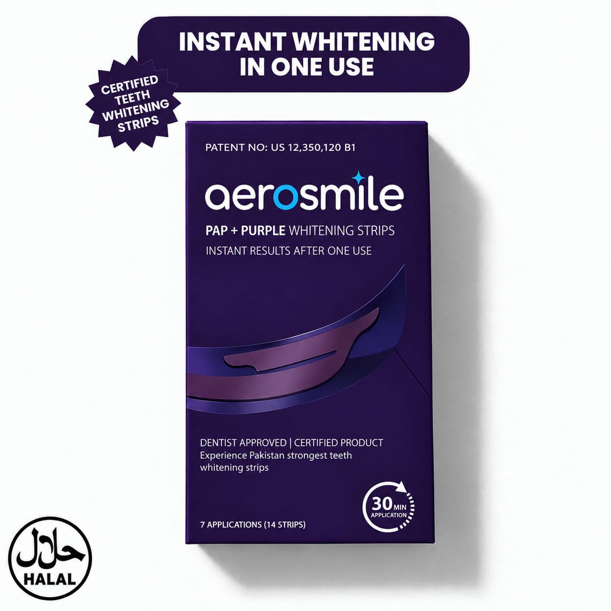 AERO SMILE - 14X Purple Teeth Whitening Strips ( Instant Whitening )