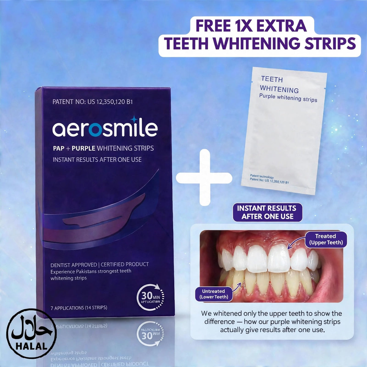 PAP+ Purple 6X Teeth Whitening Strips – Peroxide-Free | Instant Results in 30 Minutes